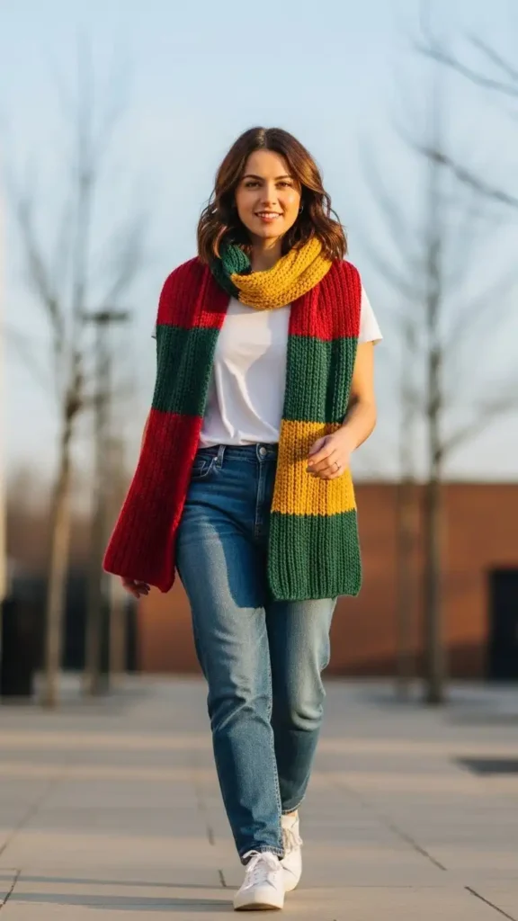 basic-tee-with-knitted-scarf-and-jeans