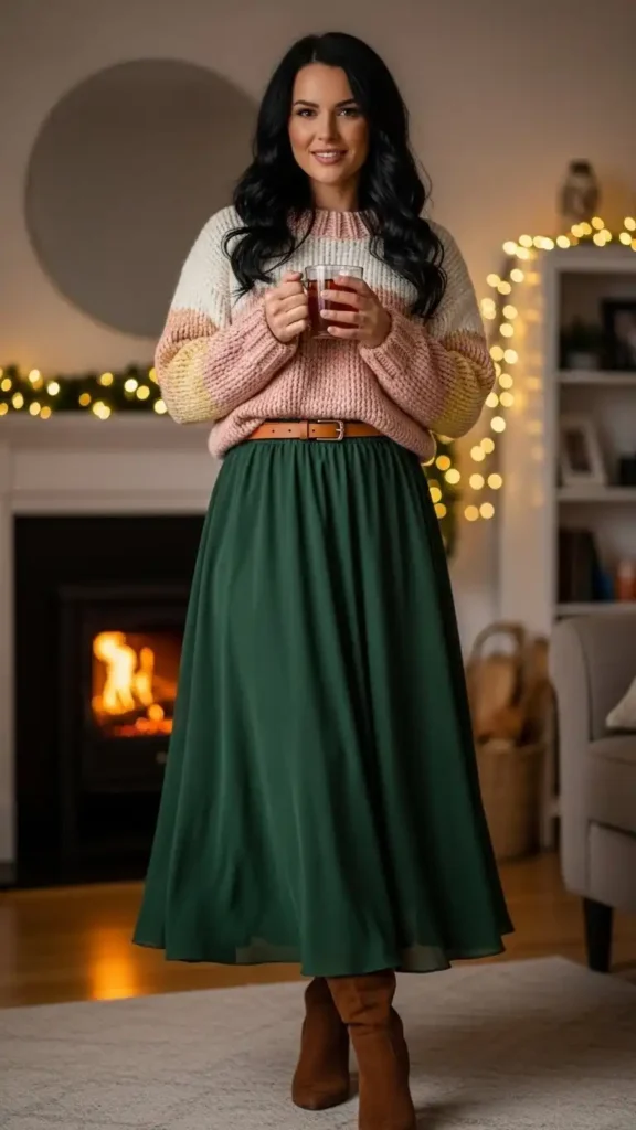 chunky-sweater-with-midi-skirt