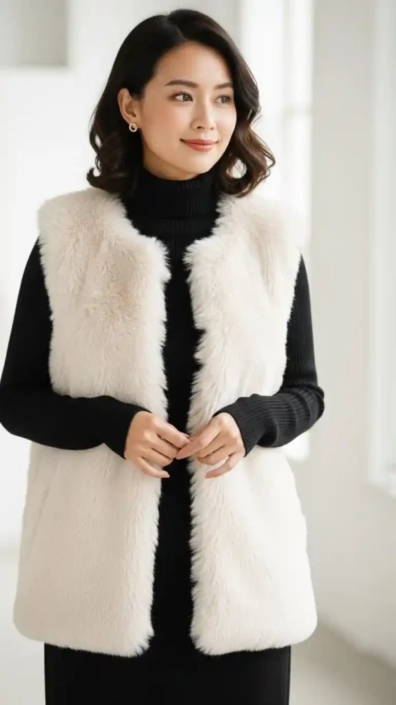 faux-fur-vest-with-turtleneck