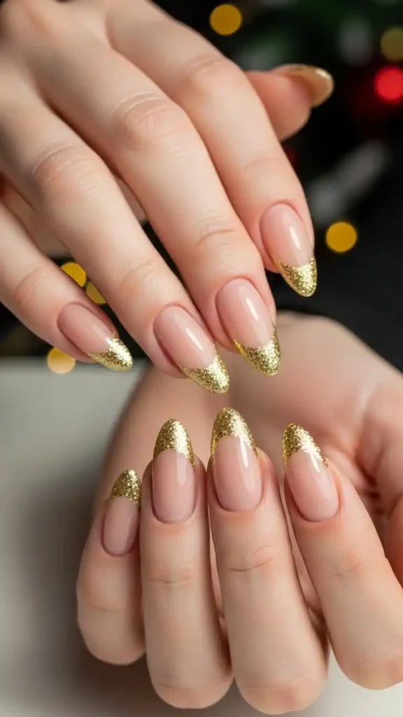 glittery-gold-french-tips