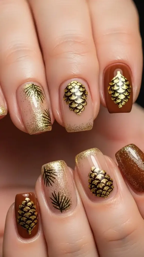glittery-gold-pinecones