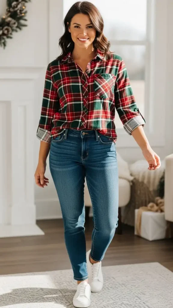 plaid-shirt-with-dark-denim