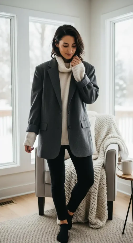 oversized-gray-blazer-over-cream-turtleneck-and-black-leggings