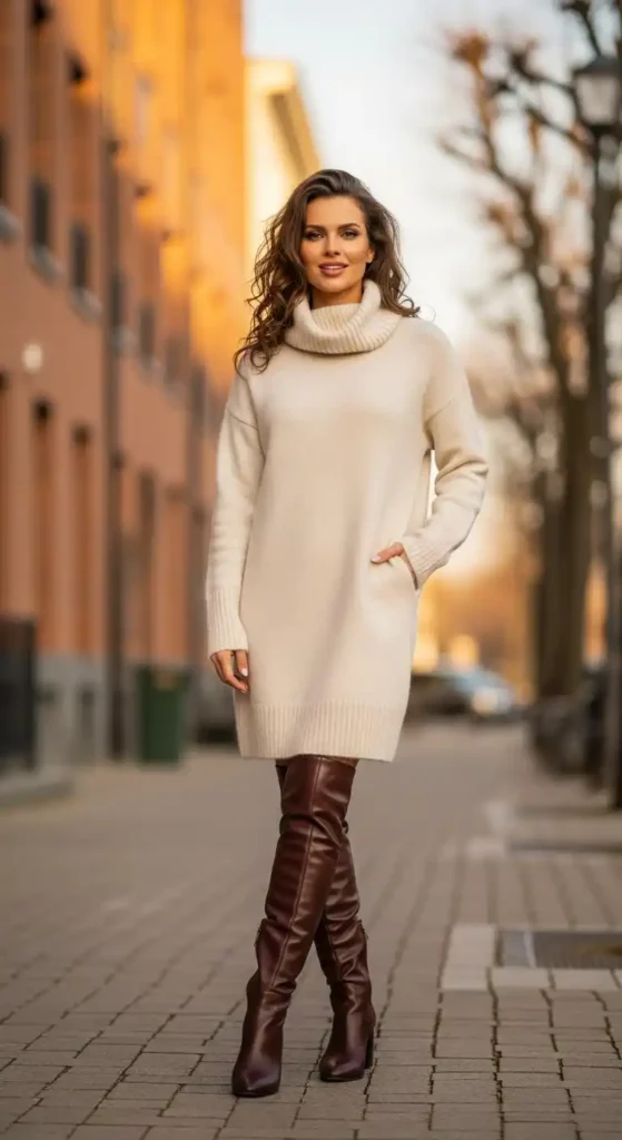 turtleneck-dress-knee-high-boots