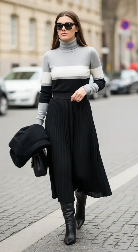 turtleneck-layering-midi-skirt