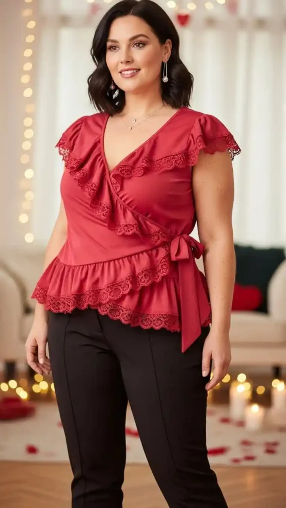 ruffled-wrap-top-with-cigarette-pants