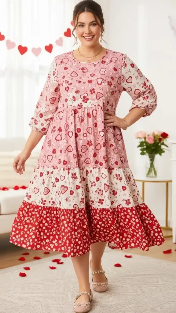 tiered-midi-dress-with-flats