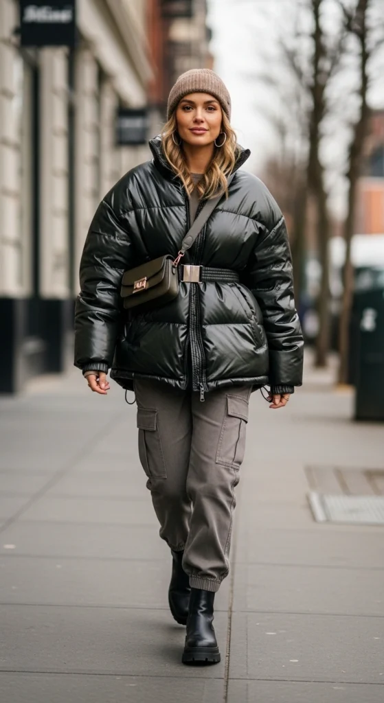 oversized-puffer-jacket-with-cargo-pants