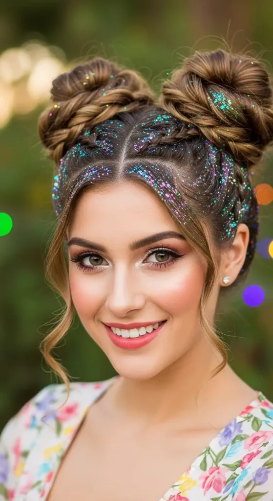 space-buns-with-glitter-roots