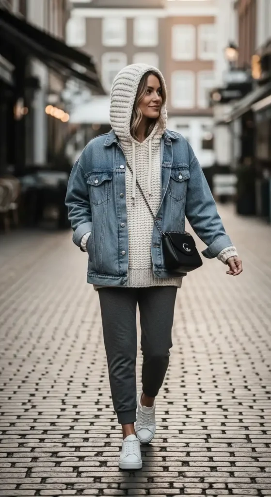 denim-jacket-with-knit-hoodie-and-joggers