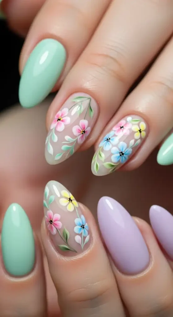 floral-accent-nails