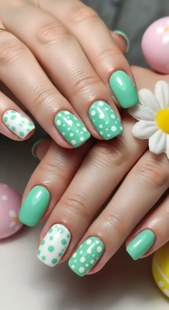 mint-and-white-polka-dots