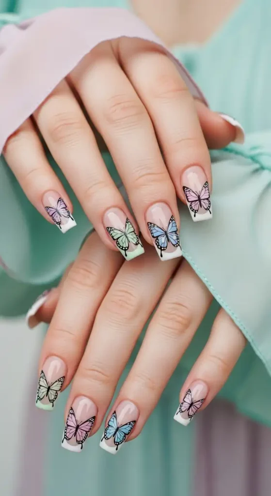 pastel-french-tip-butterflies