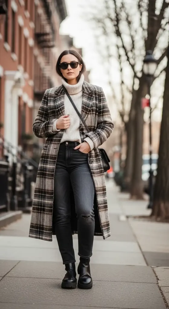 plaid-coat-with-turtleneck-and-jeans