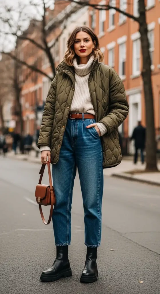 quilted-jacket-with-high-waist-pants