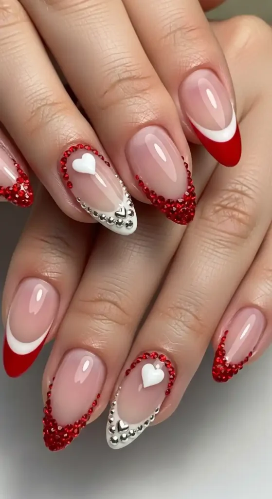 red-gemstone-french-tip-nail