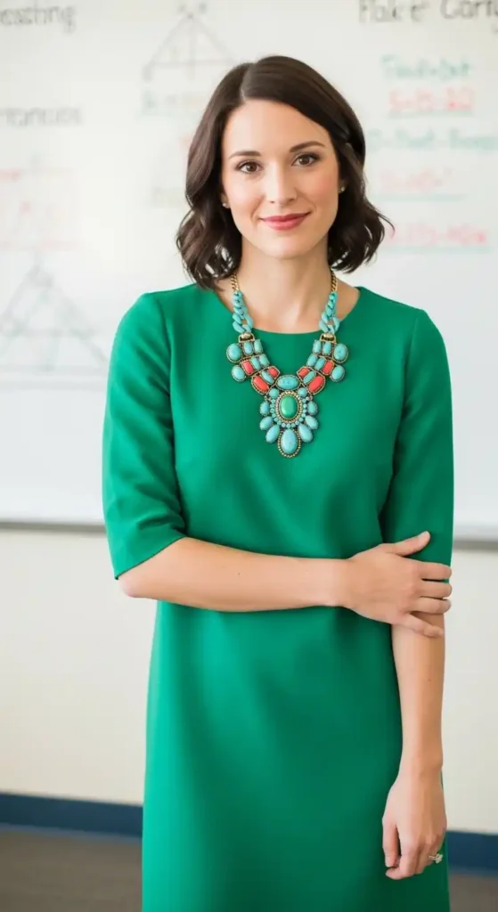 shift-dress-with-statement-necklace