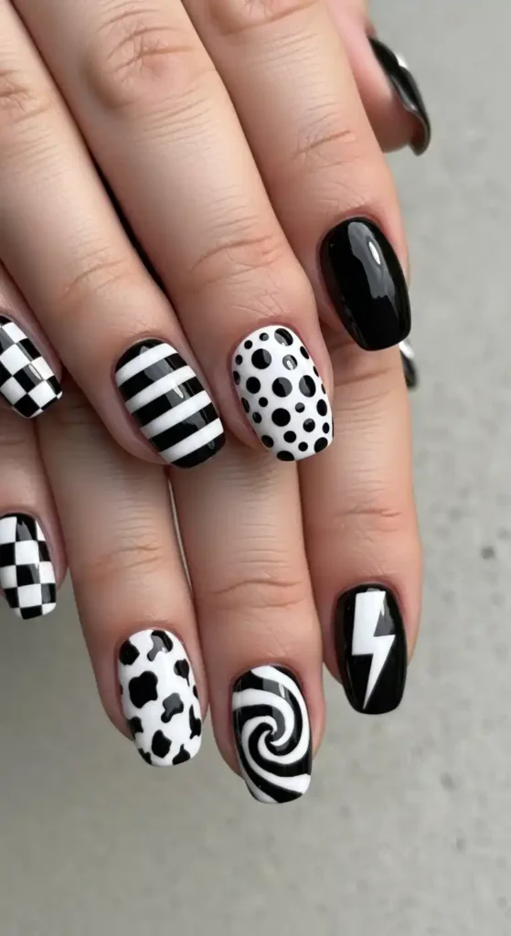 black-and-white-graphic-nails