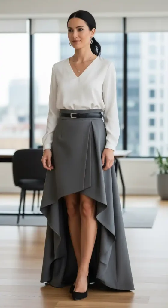 high-low-skirt-with-fitted-blouse