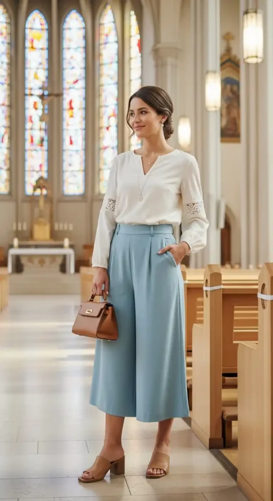high-waist-culottes-and-blouse