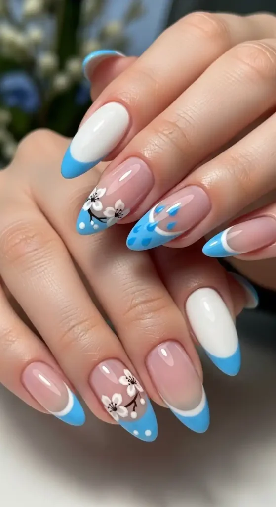 blue & white french tip