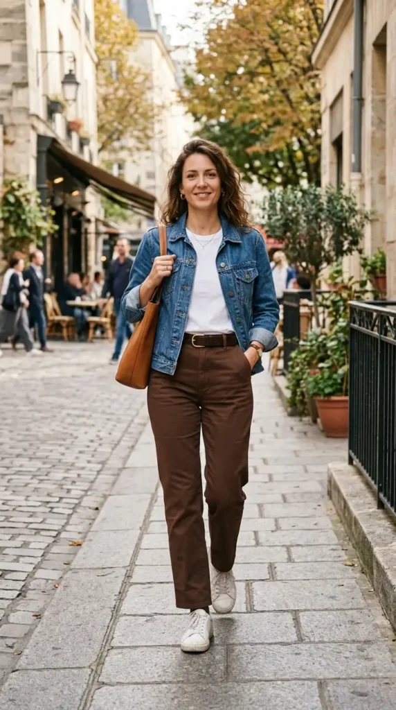denim-jacket-with-brown-straight-pants