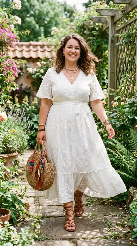boho-lace-dress-with-sandals