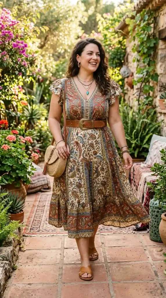 boho-midi-dress-with-waist-belt