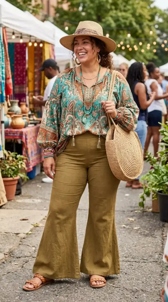 boho-silk-blouse-with-flared-pants