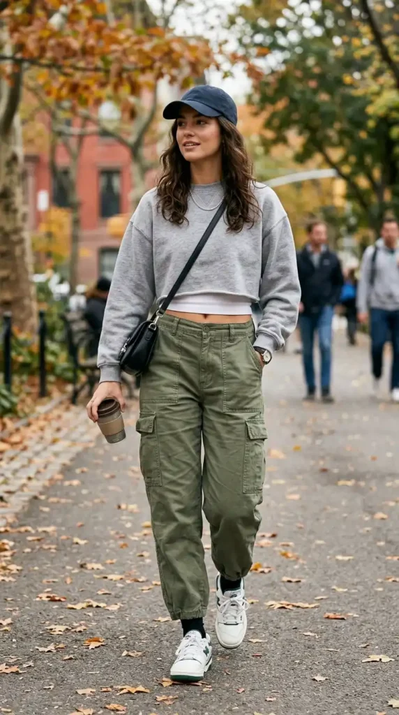 cargo-pants-and-a-cropped-sweatshirt