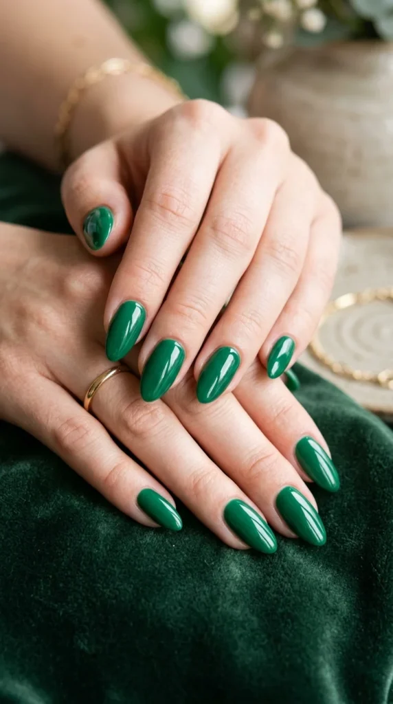 emerald-green-glossy-nails