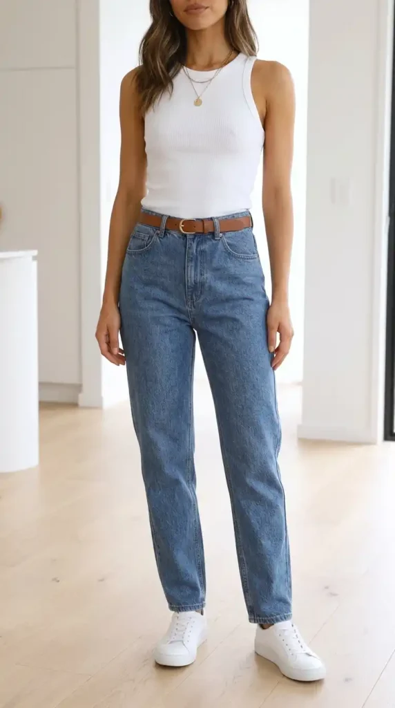 mom-jeans-and-a-fitted-tank-top